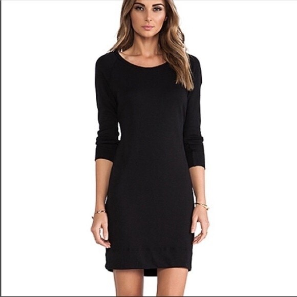 Standard James Perse Raglan Sleeve Lightweight Sweatshirt Dress Black Sz 1 Small - Picture 2 of 6